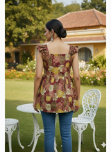 Autumn Rose Printed Flared Short Kurti