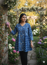 • Neelika Garden Bloom Indigo Short Kurti