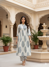 Noor-e-Royal Printed A line Ensemble Suit Set With Cotton Dupatta
