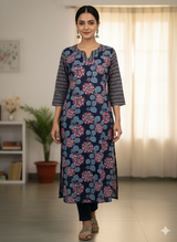 Neelika Midnight Bloom Printed Straight Kurti