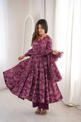 Jamuni Adaah Classic Floral Printed Suit Set With Mul Cotton Dupatta