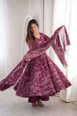 Jamuni Adaah Classic Floral Printed Suit Set With Mul Cotton Dupatta