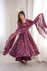 Jamuni Adaah Classic Floral Printed Suit Set With Mul Cotton Dupatta