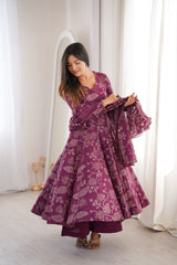 Jamuni Adaah Classic Floral Printed Suit Set With Mul Cotton Dupatta