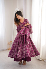 Jamuni Adaah Classic Floral Printed Suit Set With Mul Cotton Dupatta