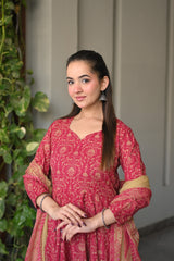 Gulabi Zarihaar Royal Printed Anarkali Suit Set With Chiffon Dupatta