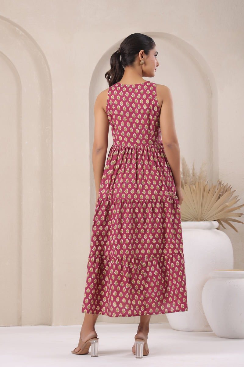 Loren red floral cotton dress