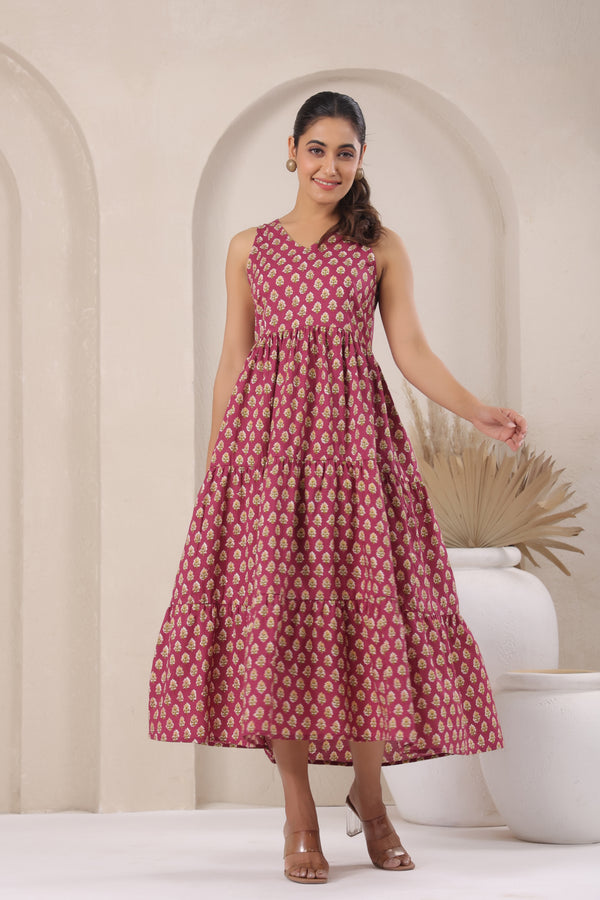 Loren red floral cotton dress