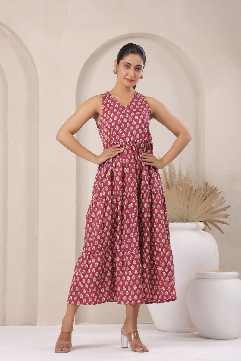 Loren red floral cotton dress