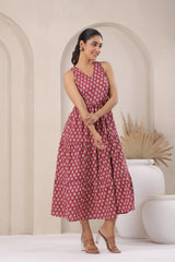 Loren red floral cotton dress