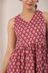 Loren red floral cotton dress