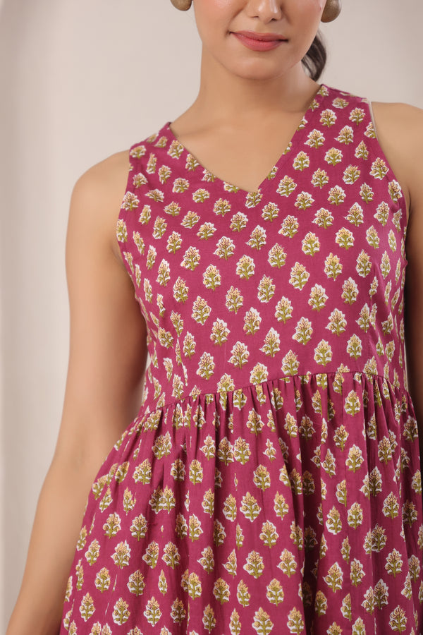 Loren red floral cotton dress
