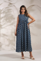 Penny blue floral cotton dress