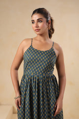 Siri green floral cotton long dress