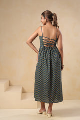 Siri green floral cotton long dress