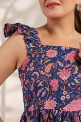 Moni purple floral cotton kurta