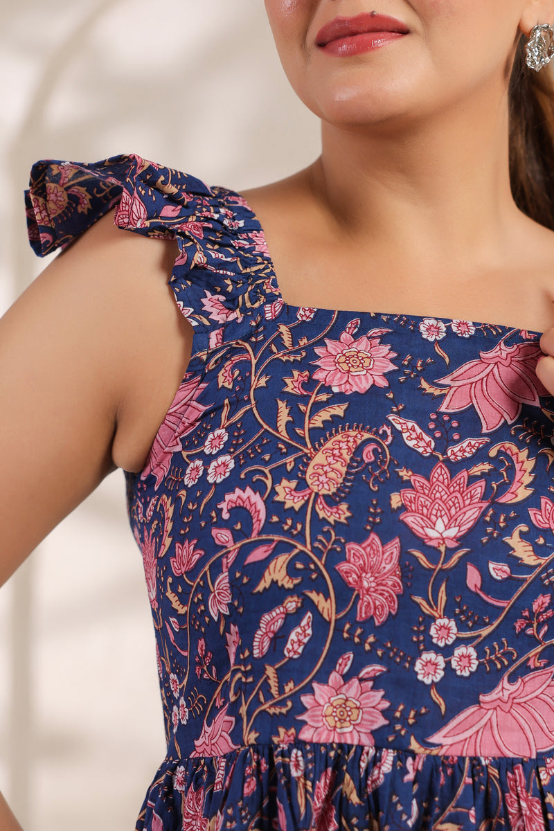 Moni purple floral cotton kurta