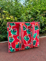 Rose red quilted tote bag