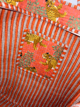 Cheetah orange quilted tote bag