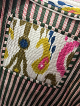 Ikkat white quilted tote bag