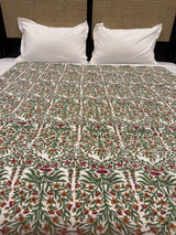 Wildrose Red Reversible Handblock Printed Cotton Single Bed Jaipuri Razai