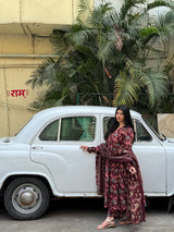 Rohini Red Printed Cotton Suit Set With Mul Cotton Dupatta