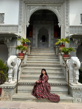 Rohini Red Printed Cotton Suit Set With Mul Cotton Dupatta