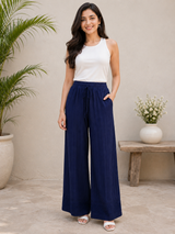 NoorWeave Blue Rayon Elegance Palazzo