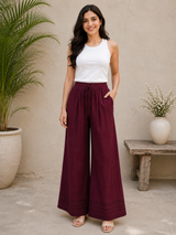NoorWeave Wine Rayon Elegance Palazzo