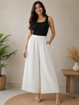 NoorWeave White Rayon Elegance Palazzo