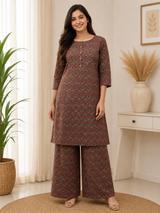 Saanvika Brown Royale Cotton Co-Ord Set