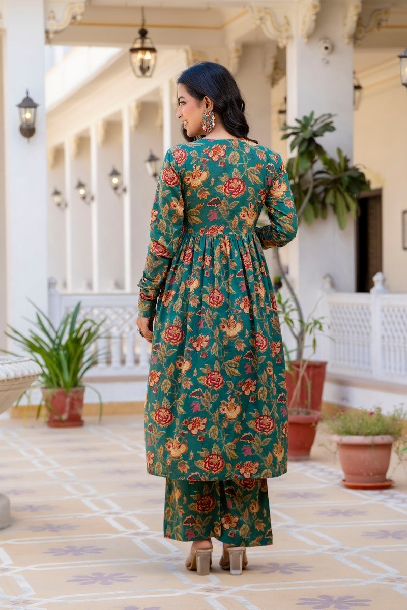 Bagh Suit Set with Full Sleeves  & Flared Design(Plus Size)