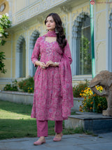 Devanshi Rani Pink Classic Suit Set with Cotton Dupatta