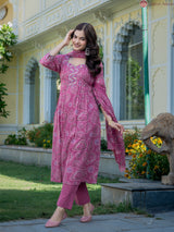 Devanshi Rani Pink Classic Suit Set with Cotton Dupatta