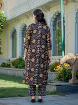 Nayra Black Heritage Floral Chanderi Suit Set With Chanderi Dupatta