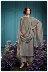 Riyaaz Maroon Silk Suit Set with Jacquard Crush Dupatta