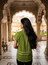 Minimalist Olive Ethnic Print Short Kurti