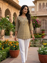 Sitara Classic Buti Print Cotton Short Kurti
