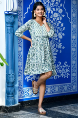 Lavi blue floral cotton dress