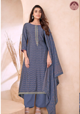 Nooran blue silk suit set with dupatta