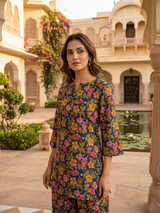 Amber Glow Printed Elegant Cotton Co-Ord Set