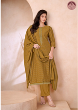 Nooran Yellow Silk Suit Set With Dupatta