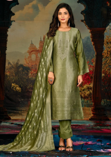 Noorani green banarsi suit set with dupatta