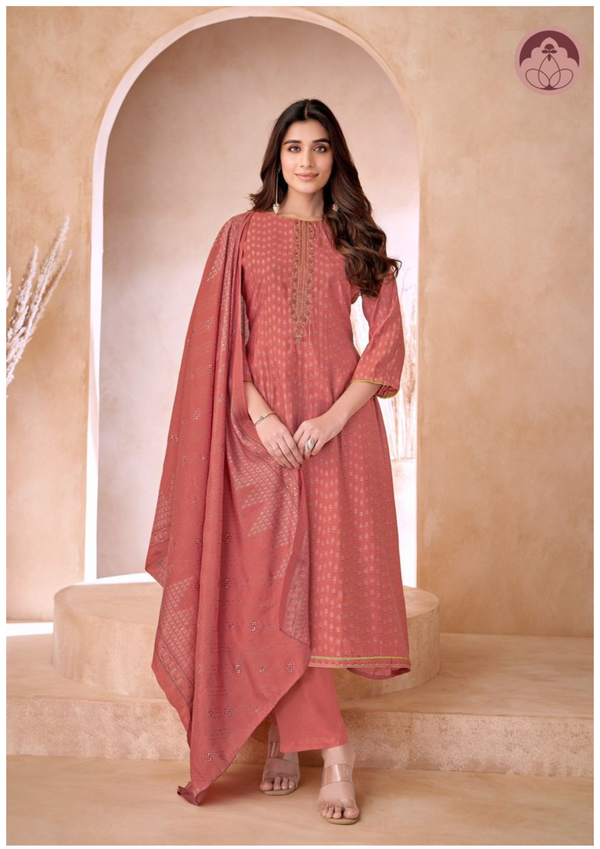 Nooran Orange Silk Suit Set With Dupatta