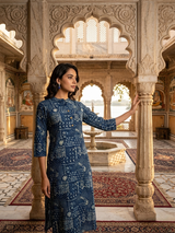 Neelanjana Indigo Print Graceful & Classic Kurti