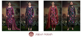 Sahara purple russian silk suit set with lace with zari dupatta