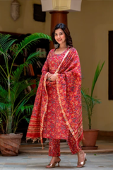 Hoor block printed Handwork Suit Set