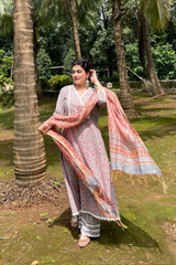 Sabrina Lace Detailed Handblock Kurta With Pant Only