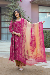 Gulabi Zarihaar Royal Printed Anarkali Suit Set With Chiffon Dupatta