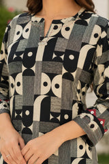Naisha Geometric Luxe Print Suit Set With Kotadoria Dupatta